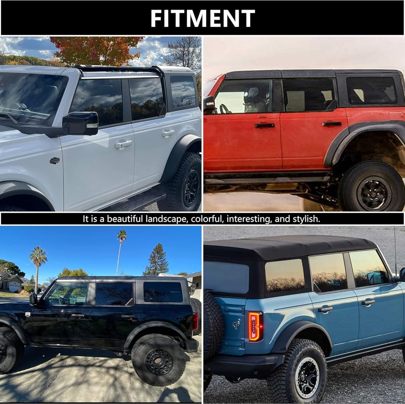 RERPRO Rear Window Triangle Cover Trim Compatible with 2021 2022 2023 2024 2025 Ford Bronco 4 Door Accessories Exterior Decoration Trims Kit Protection Decor Covers, 1 Pair Black - Image 3